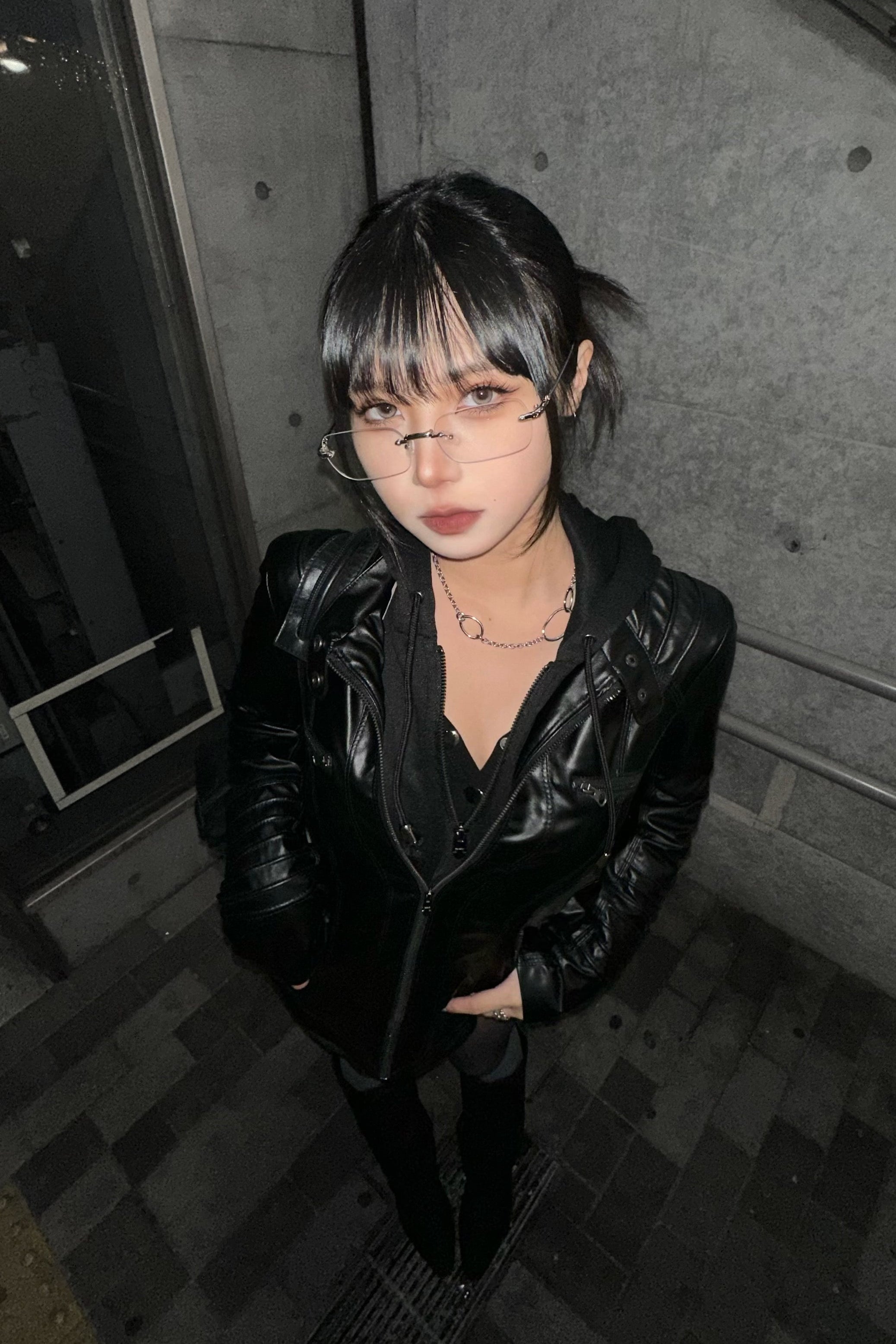 スリムフーディーレザージャケット NA10327