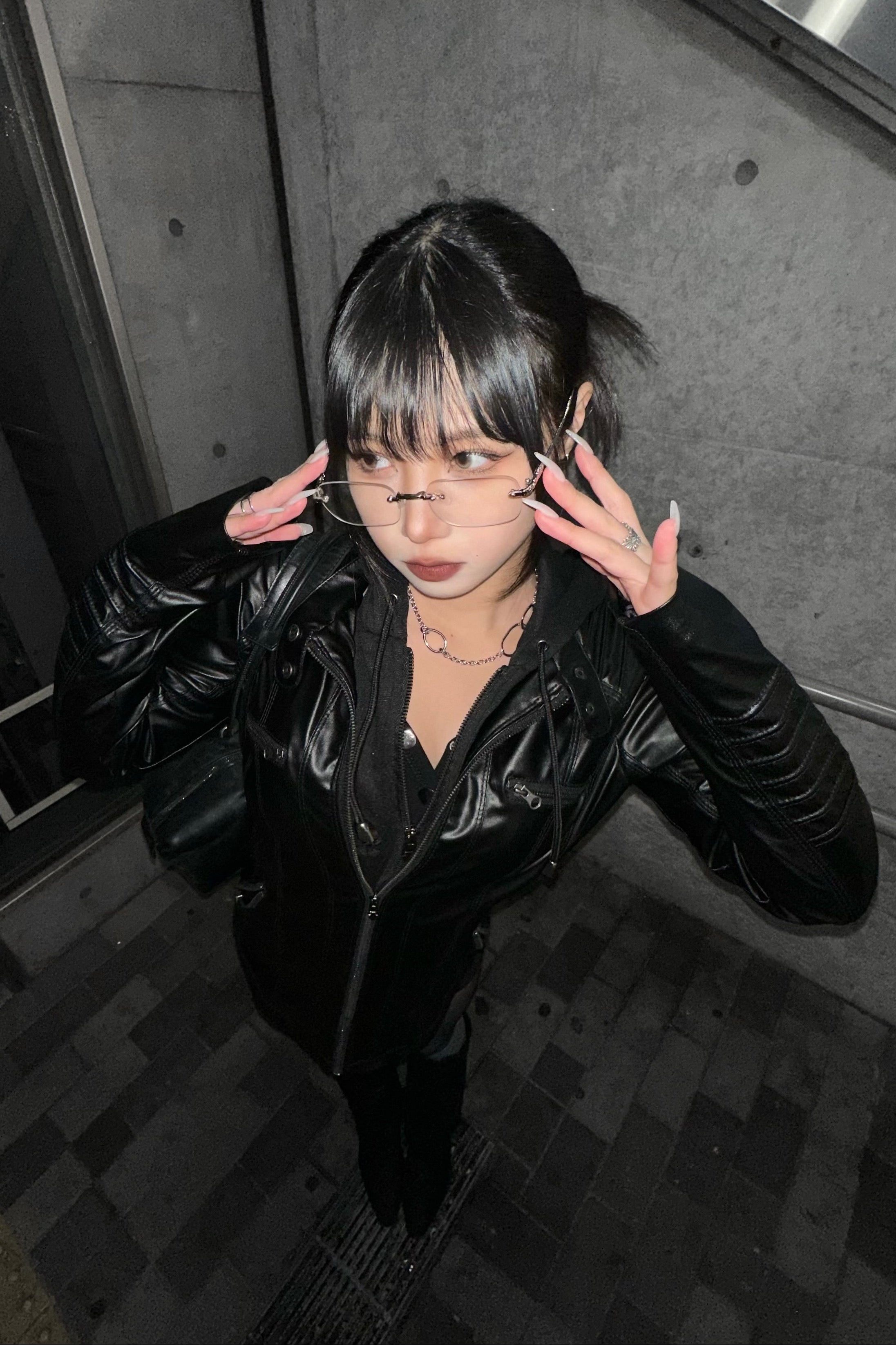 スリムフーディーレザージャケット NA10327