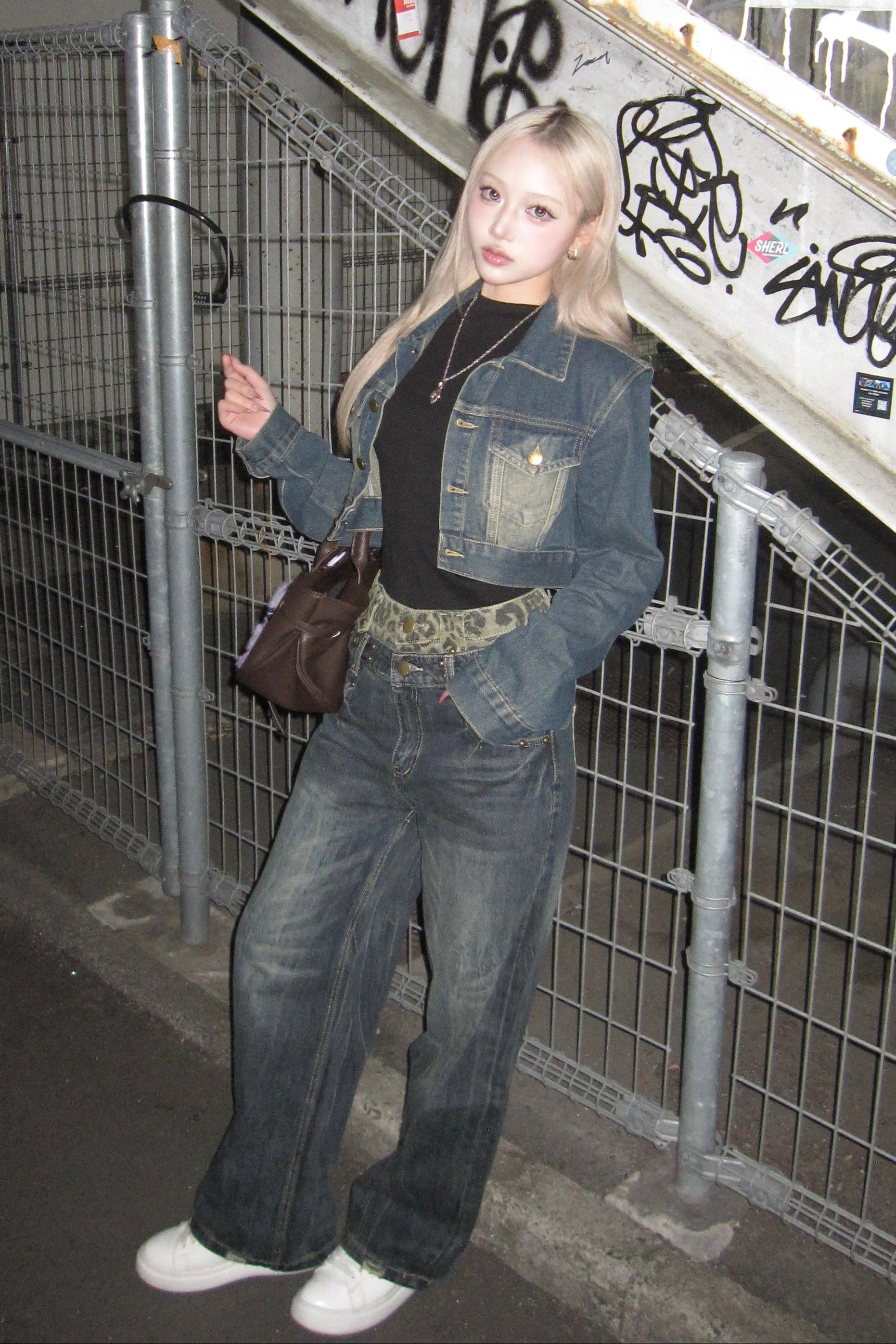 レオパードレイヤードデニムパンツ NA10405