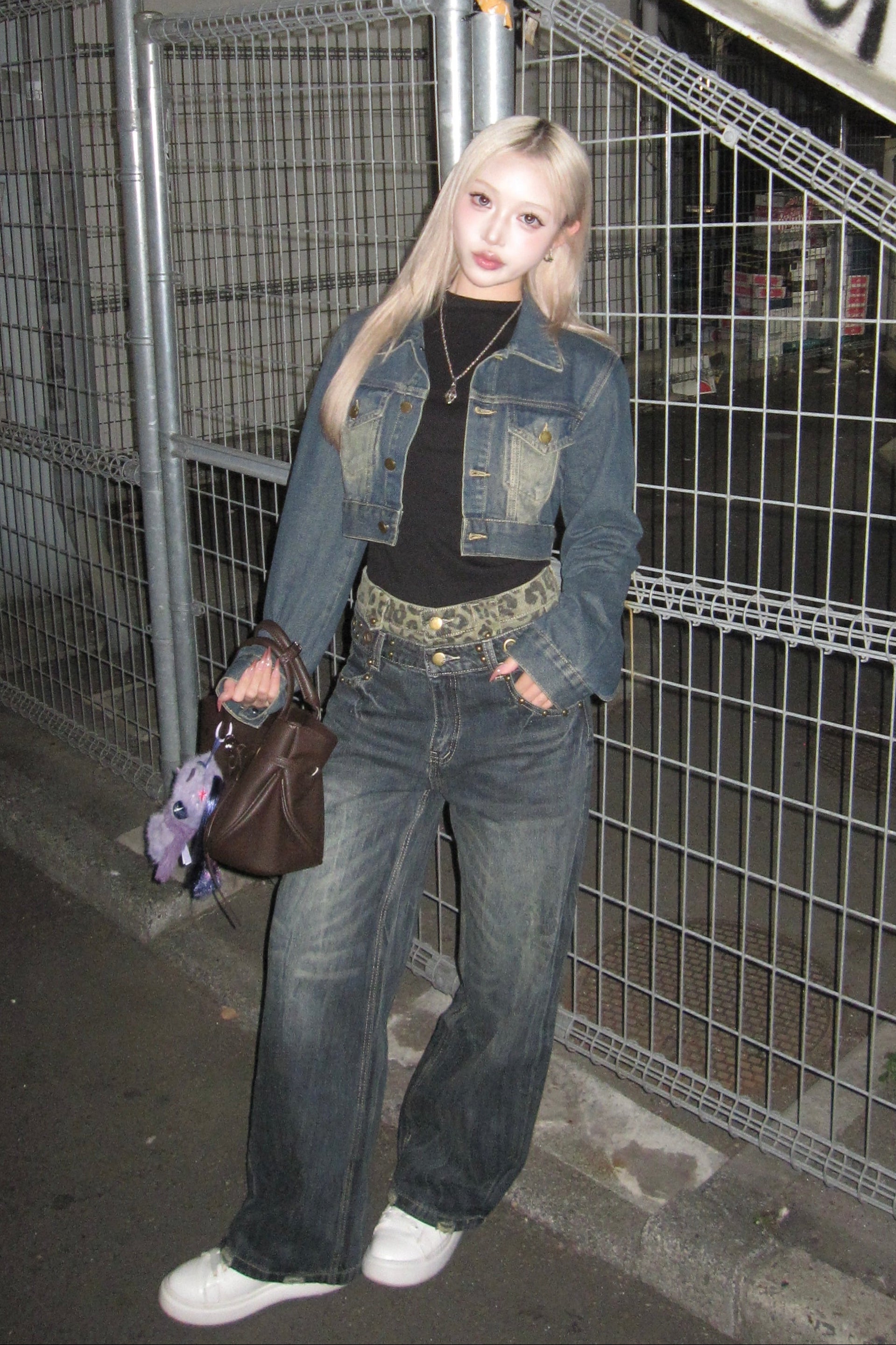 レオパードレイヤードデニムパンツ NA10405