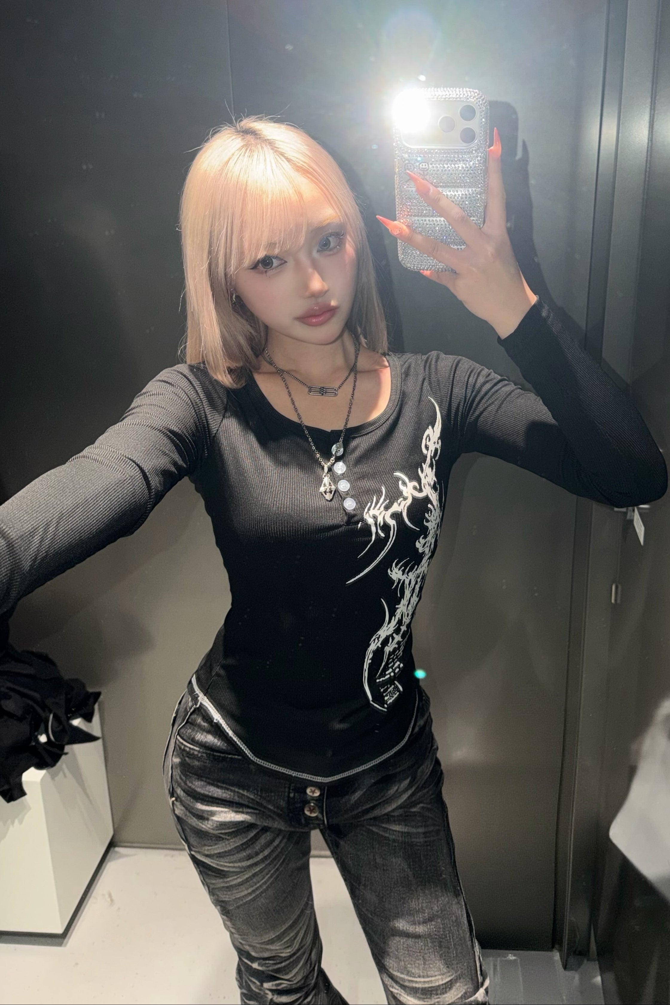 ロゴプリントスリムトップス NA10419