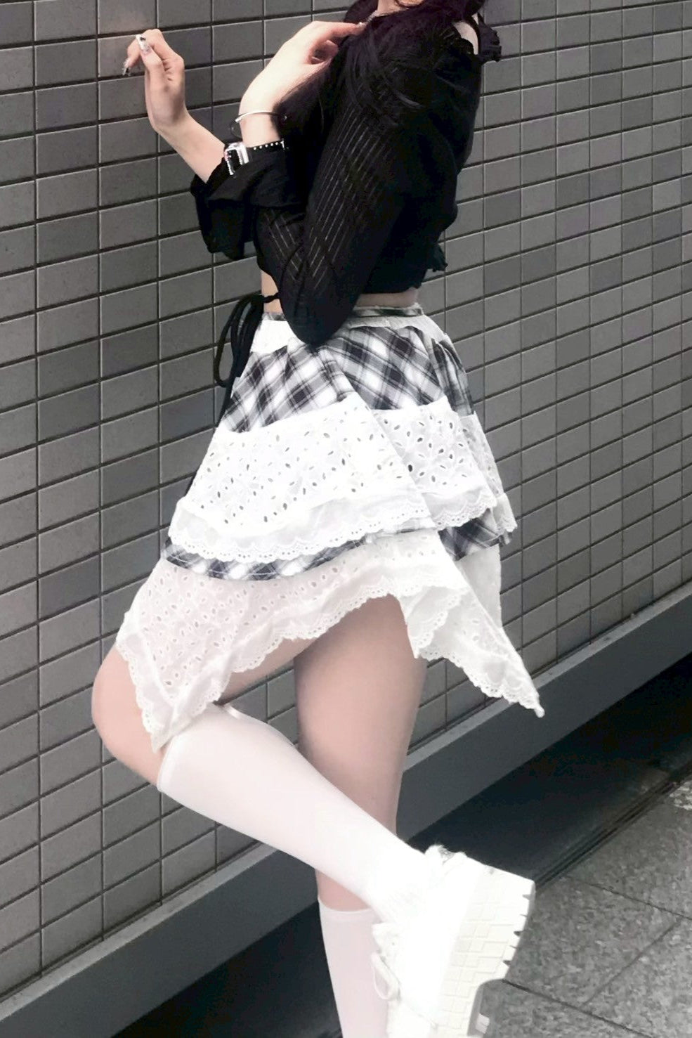 コットンチェックリボンスカート NA11230