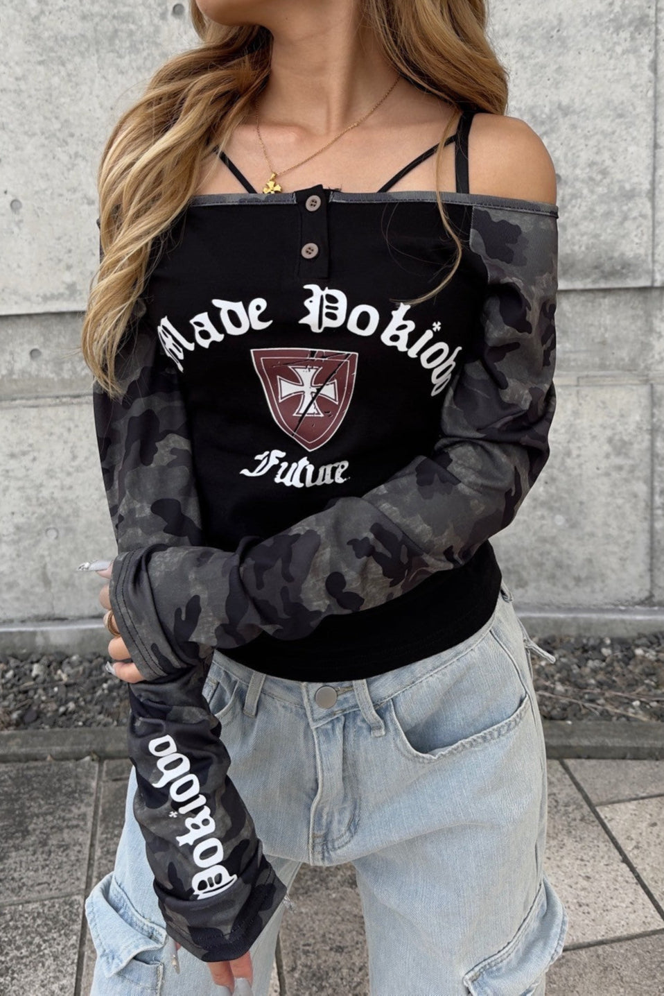 カモフラージュラグランオフショルダー NA10099