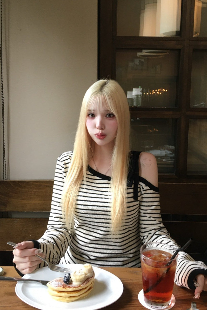 ワンショルダーボーダートップス NA10106