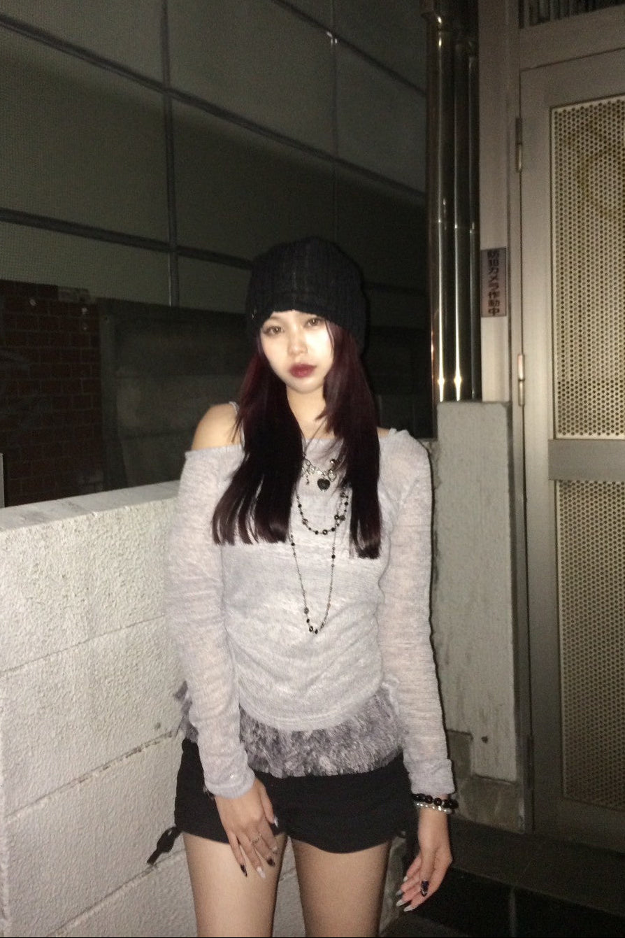 ワンショルダーフリルニット NA10174