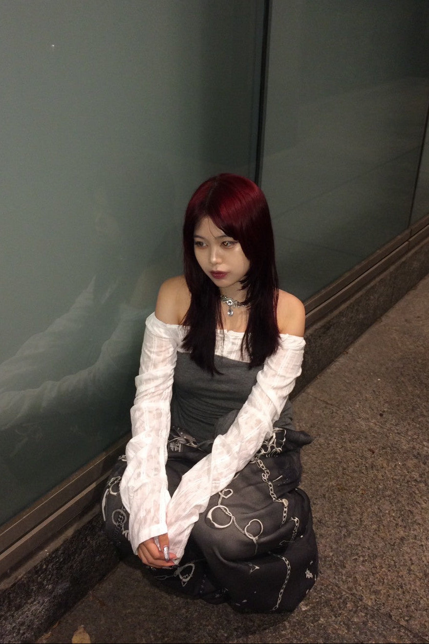 オフショルダーリボンシアートップス NA10180