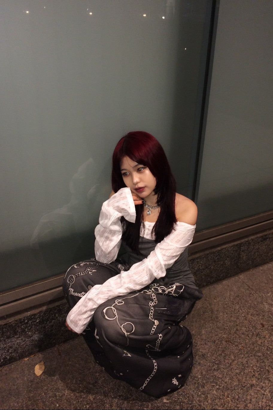 オフショルダーリボンシアートップス NA10180