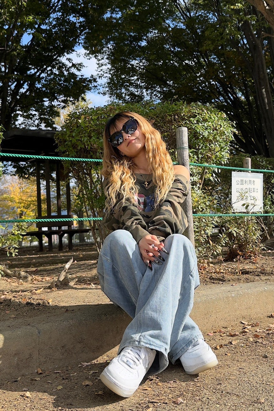 カモフラオフショルトップス NA10049