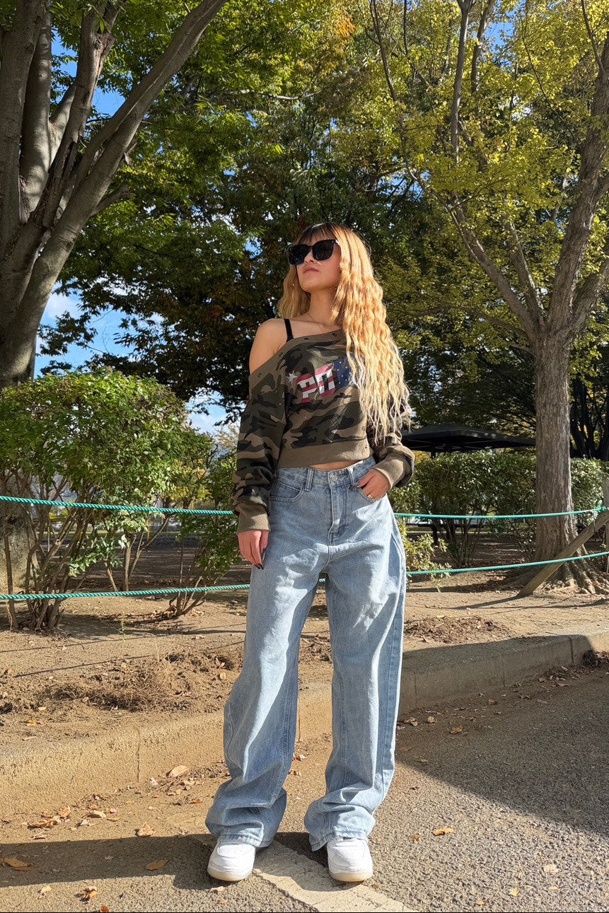 カモフラオフショルトップス NA10049