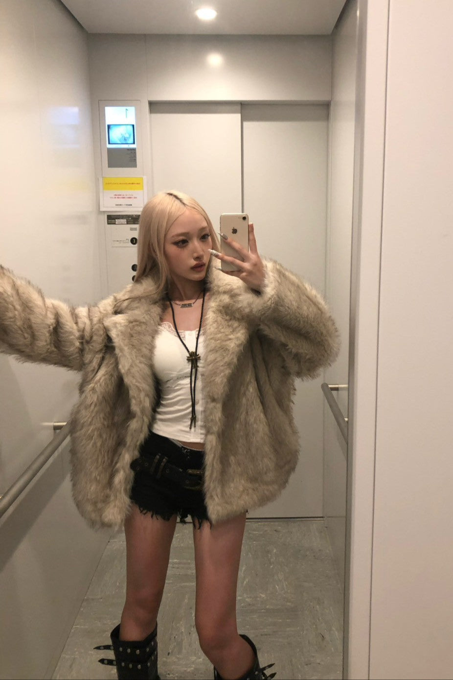 フェイクファーコート NA10095