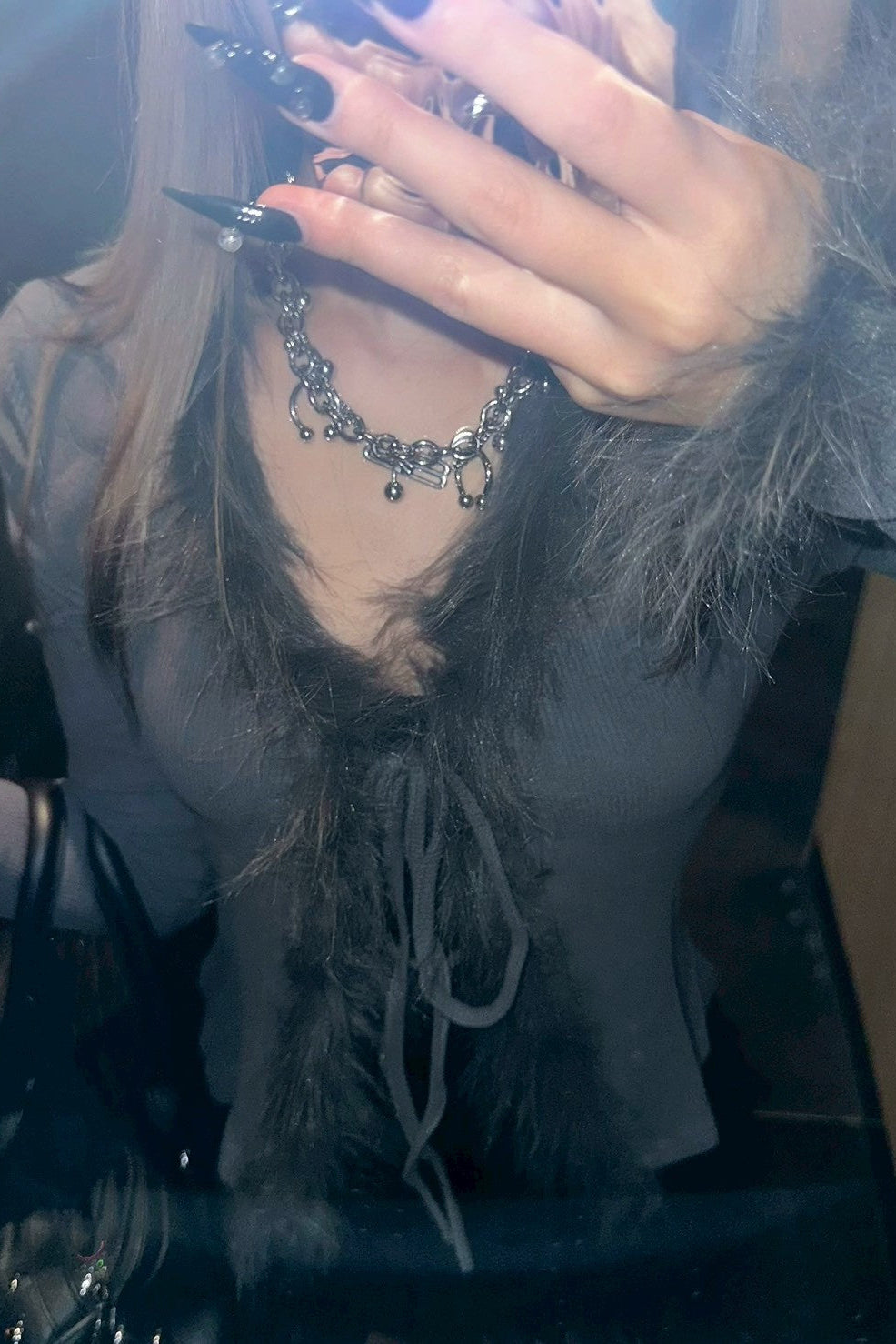 ファーネックカーディガンNA10059