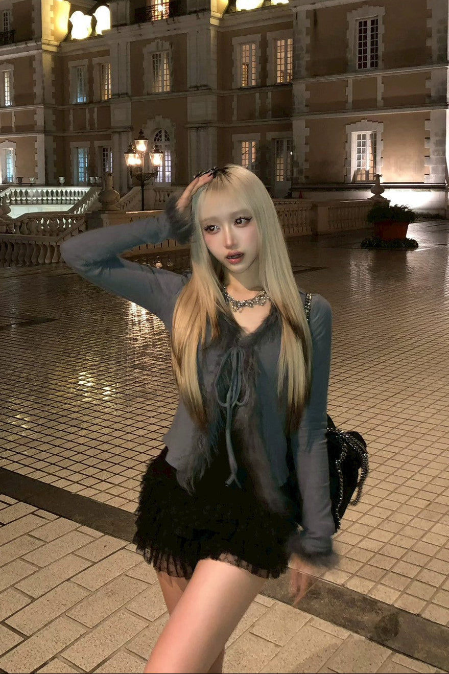 ファーネックカーディガンNA10059