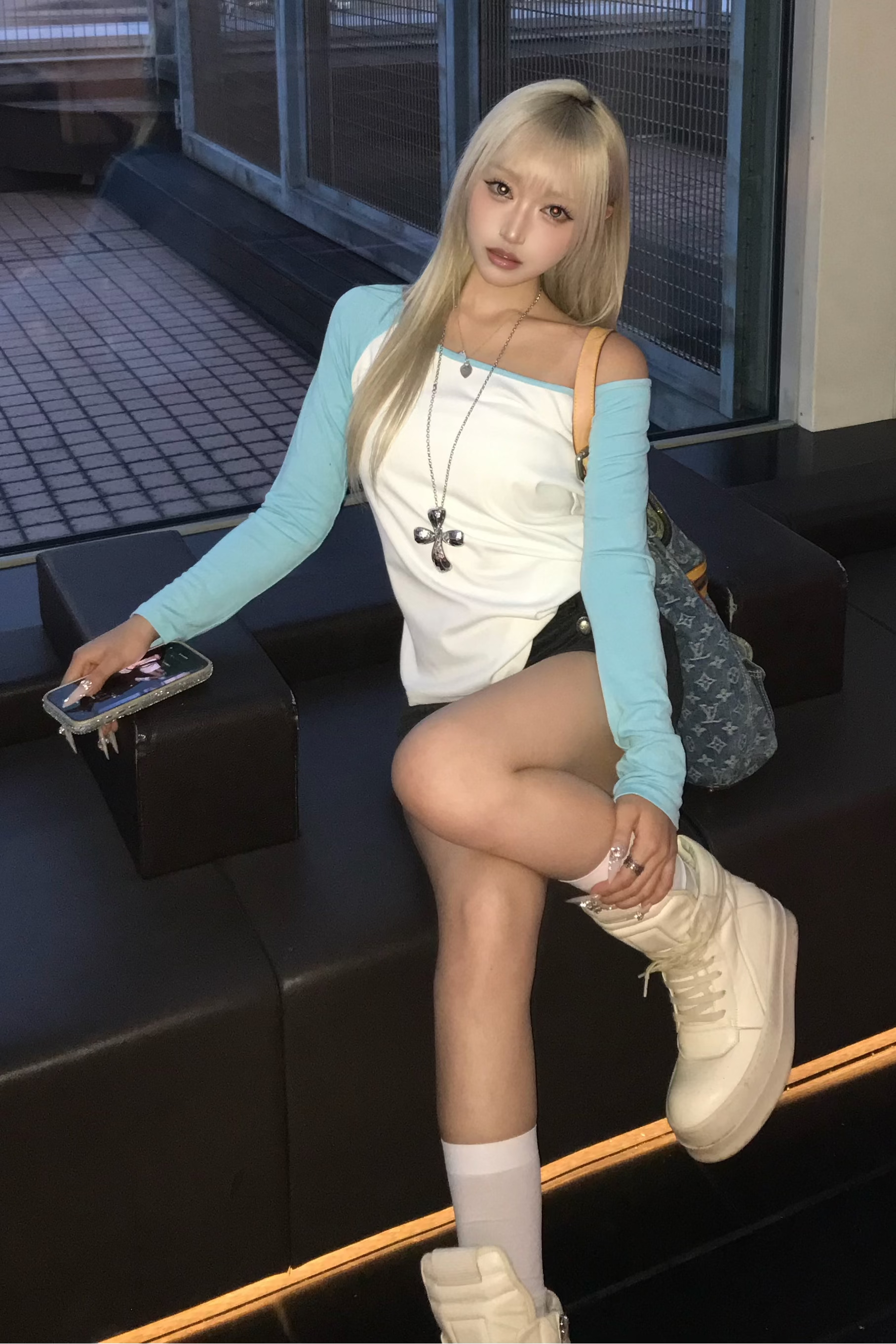 コントラストロングスリーブトップス NA11069