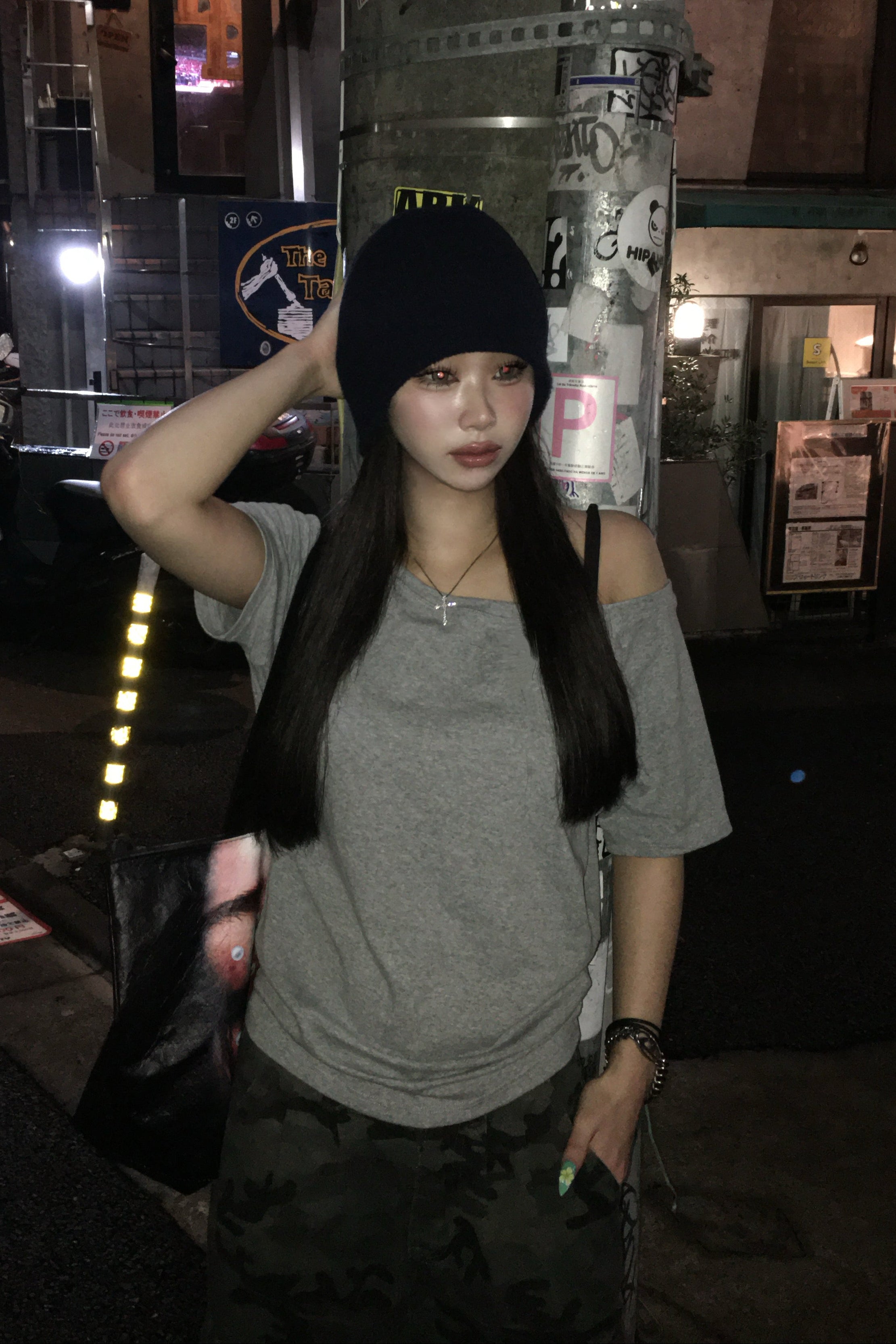 ワンショルダーラグランスリーブTシャツ NA10978