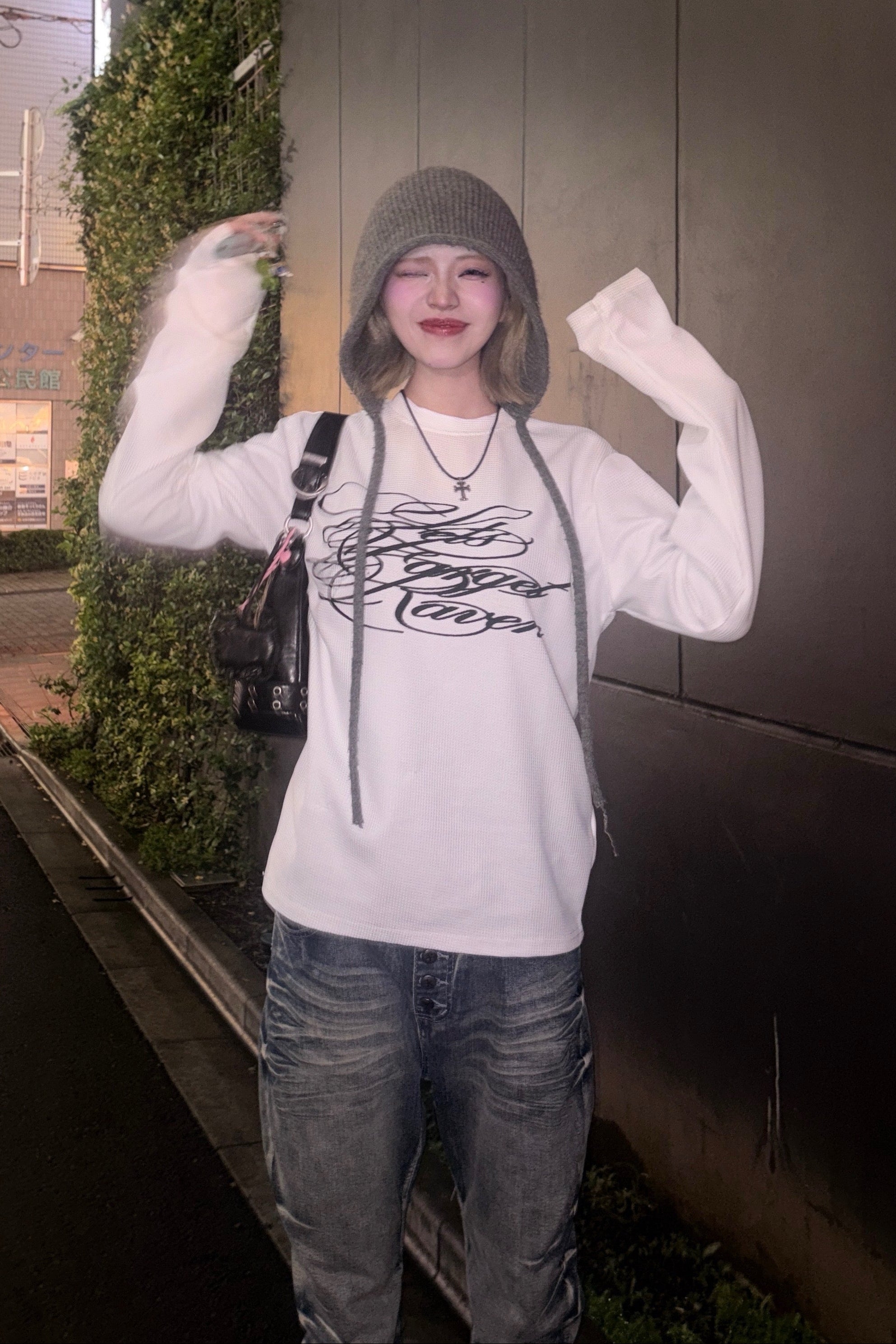グラフィックワッフルロンT NA10563