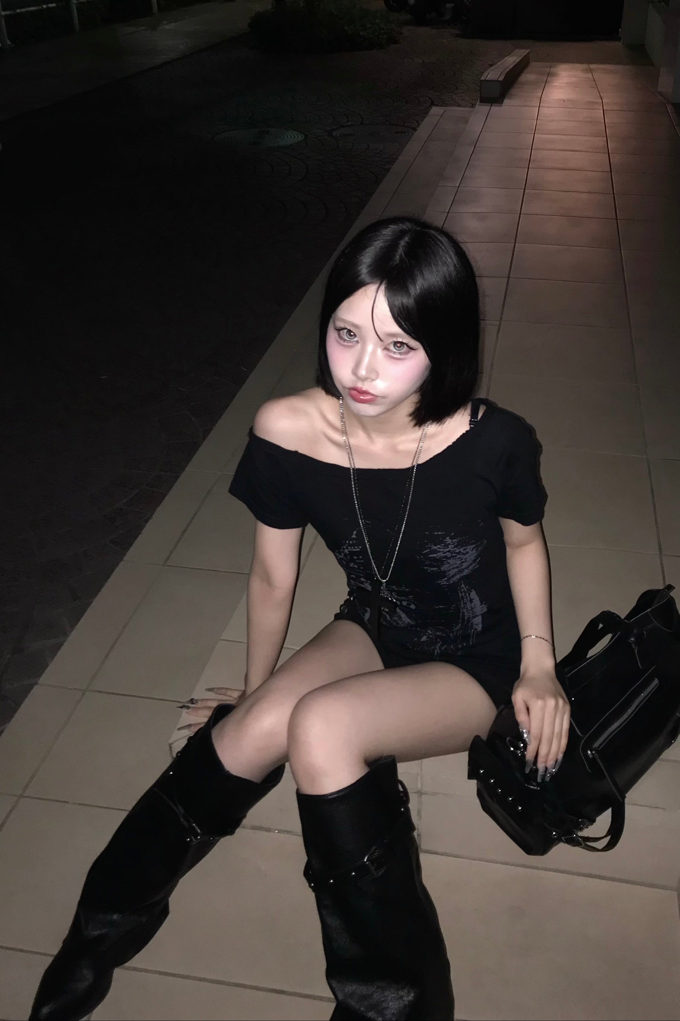 ベルテッドスタッズカバーミドルブーツ NA11029