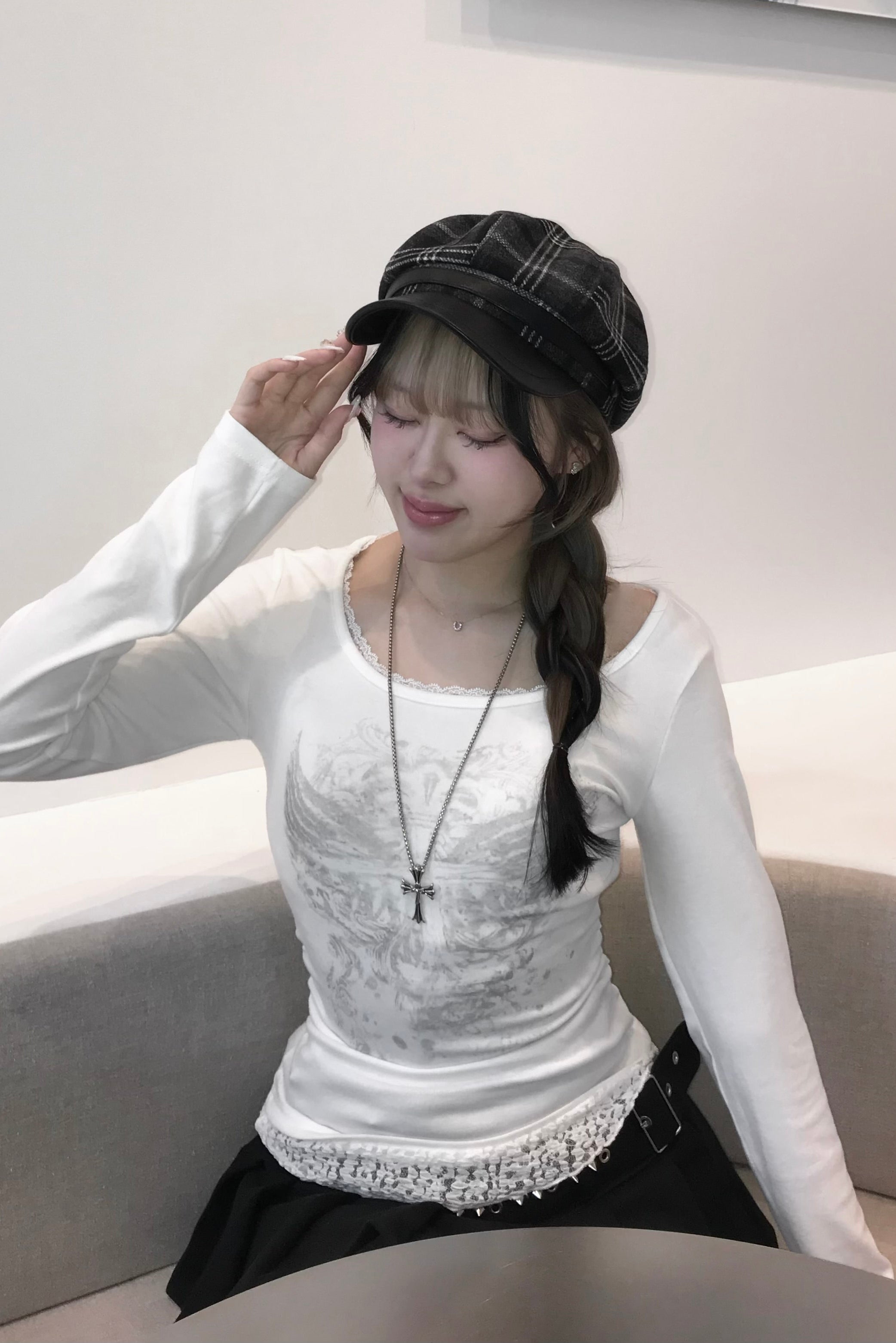 クラシックチェックレザーキャスケット NA13595