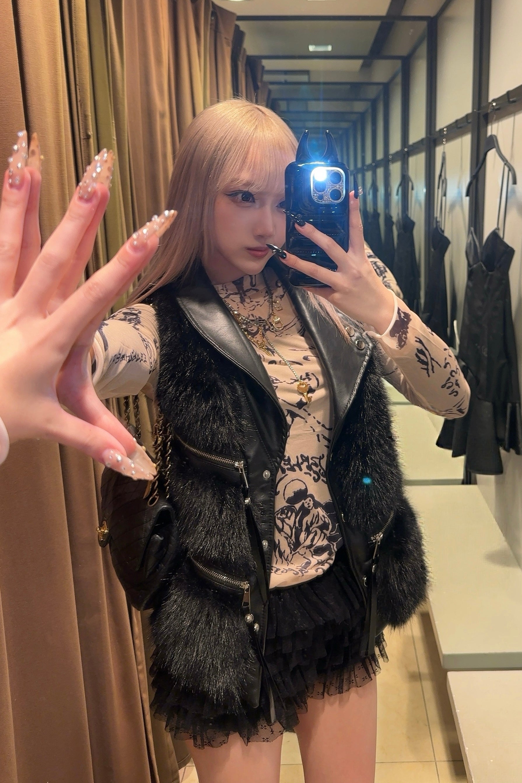 フェイクファーベスト NA10186