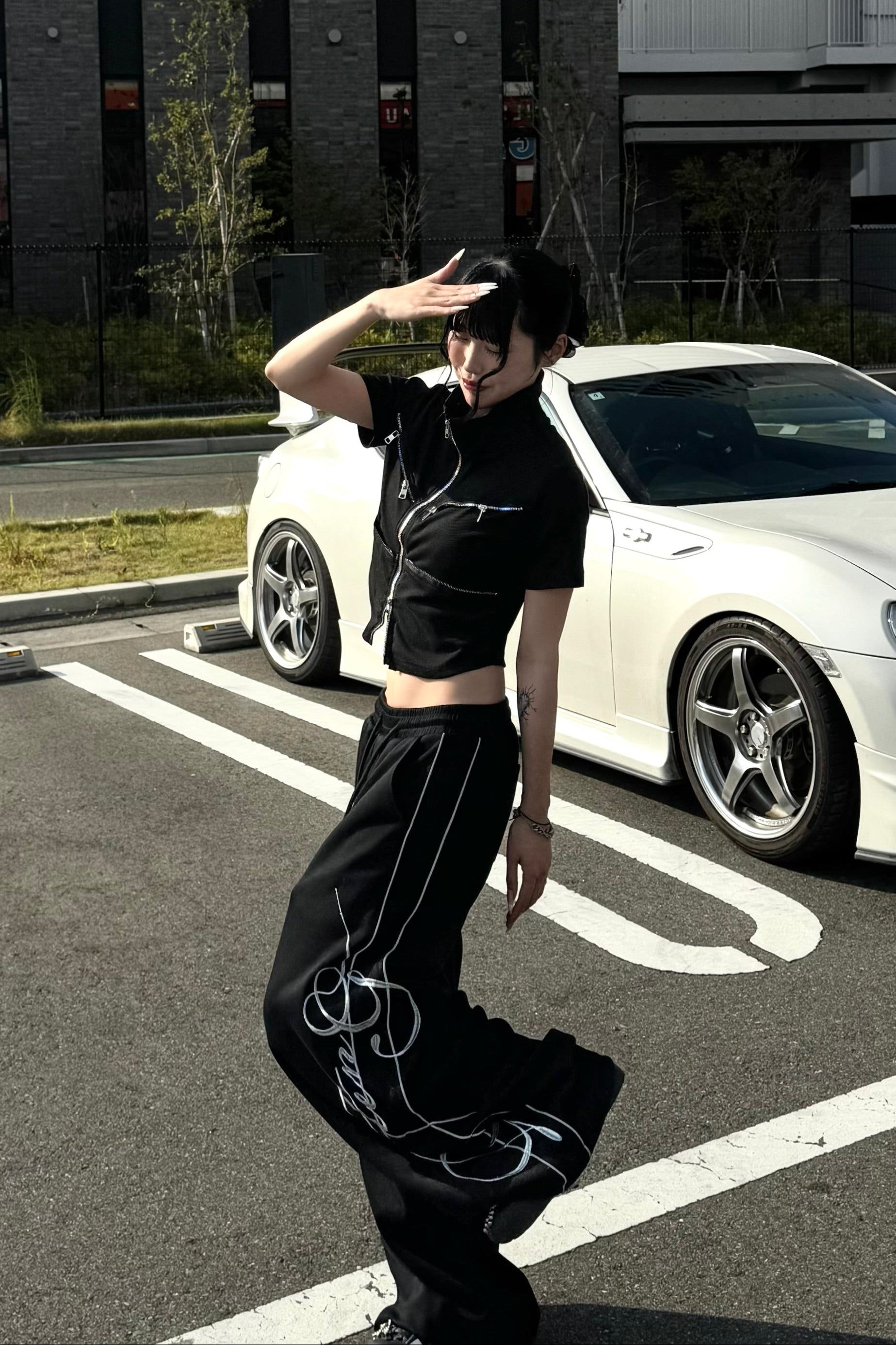 サイドラインレタリングワイドトラックパンツ NA11020
