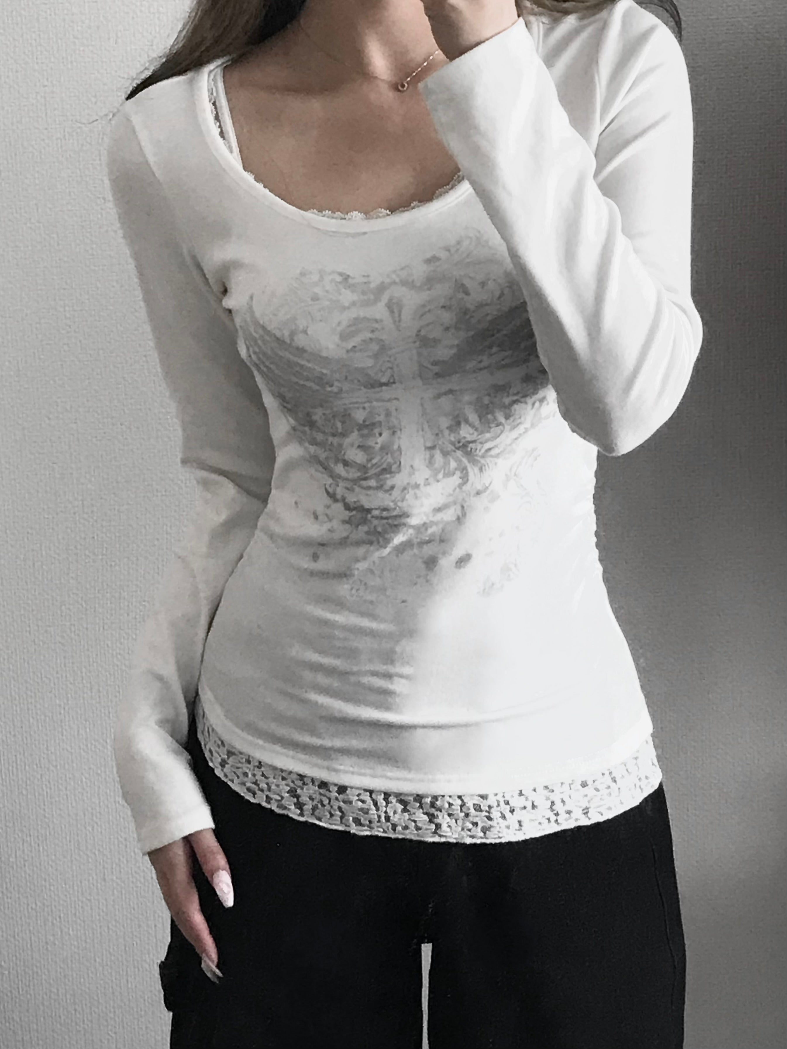 クロスグラフィックロングTシャツ NA13578