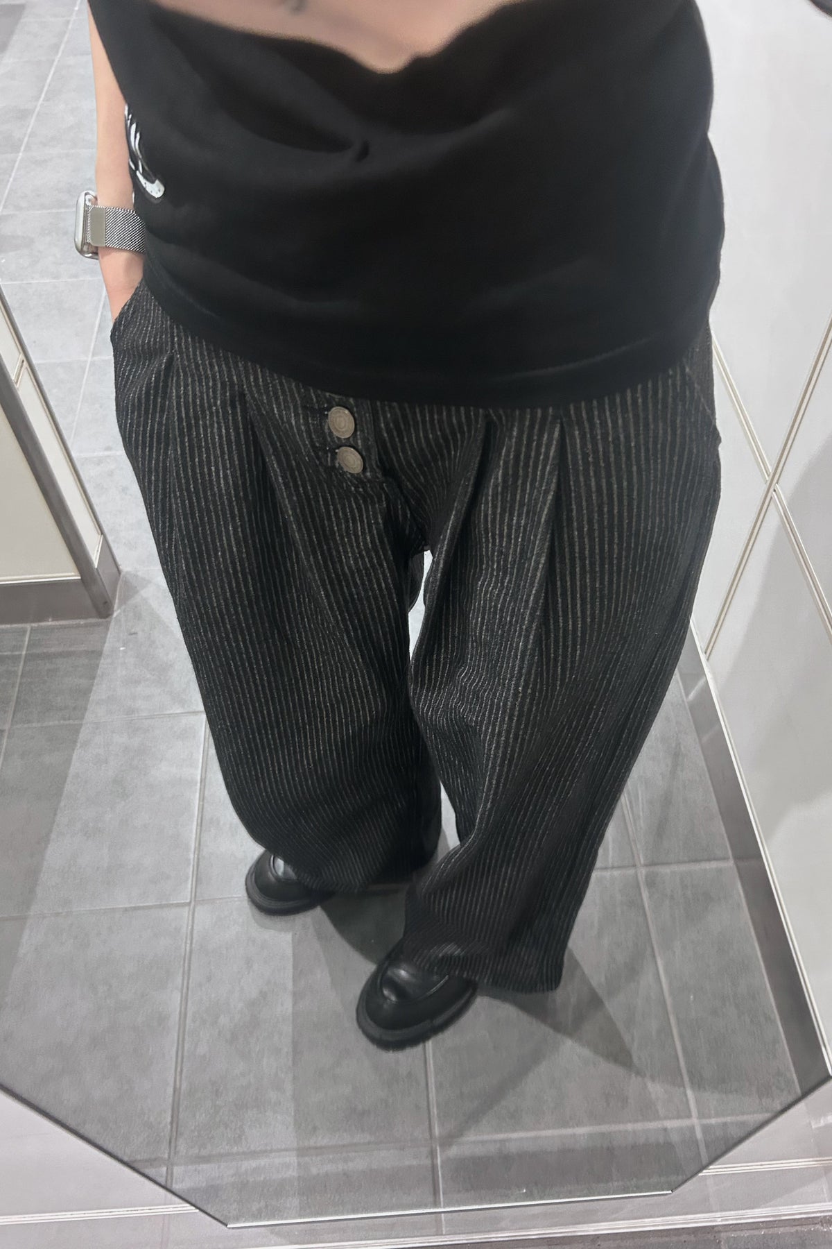 ストライプフロントボタンワイドパンツ NA11036
