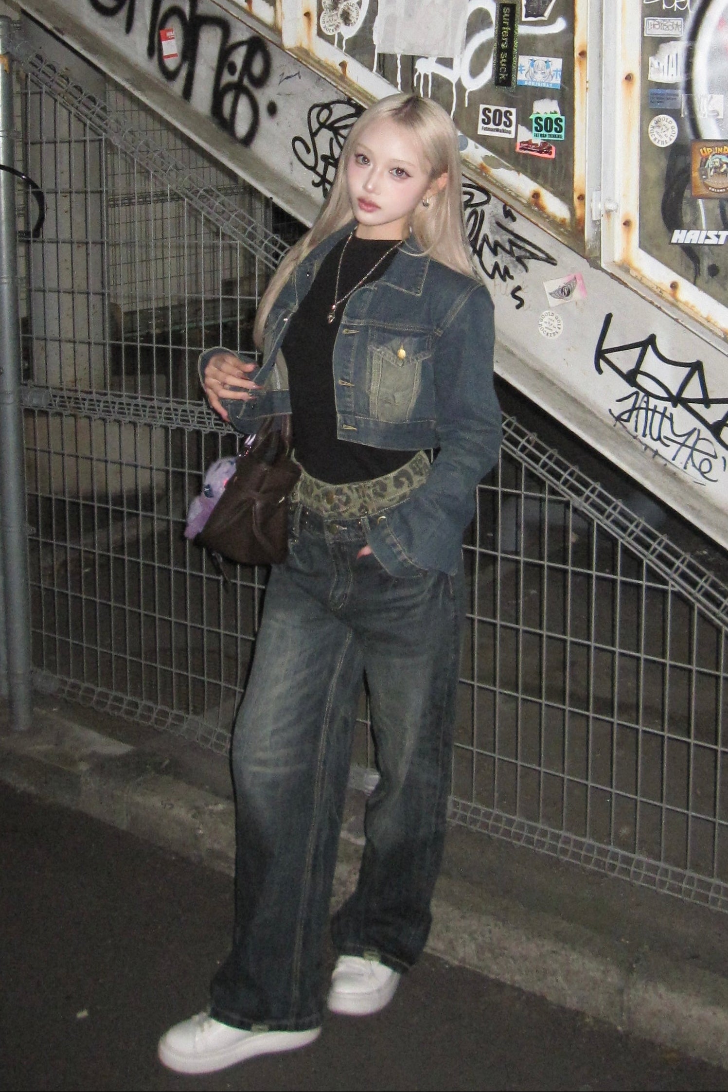 レオパードレイヤードデニムパンツ NA10405