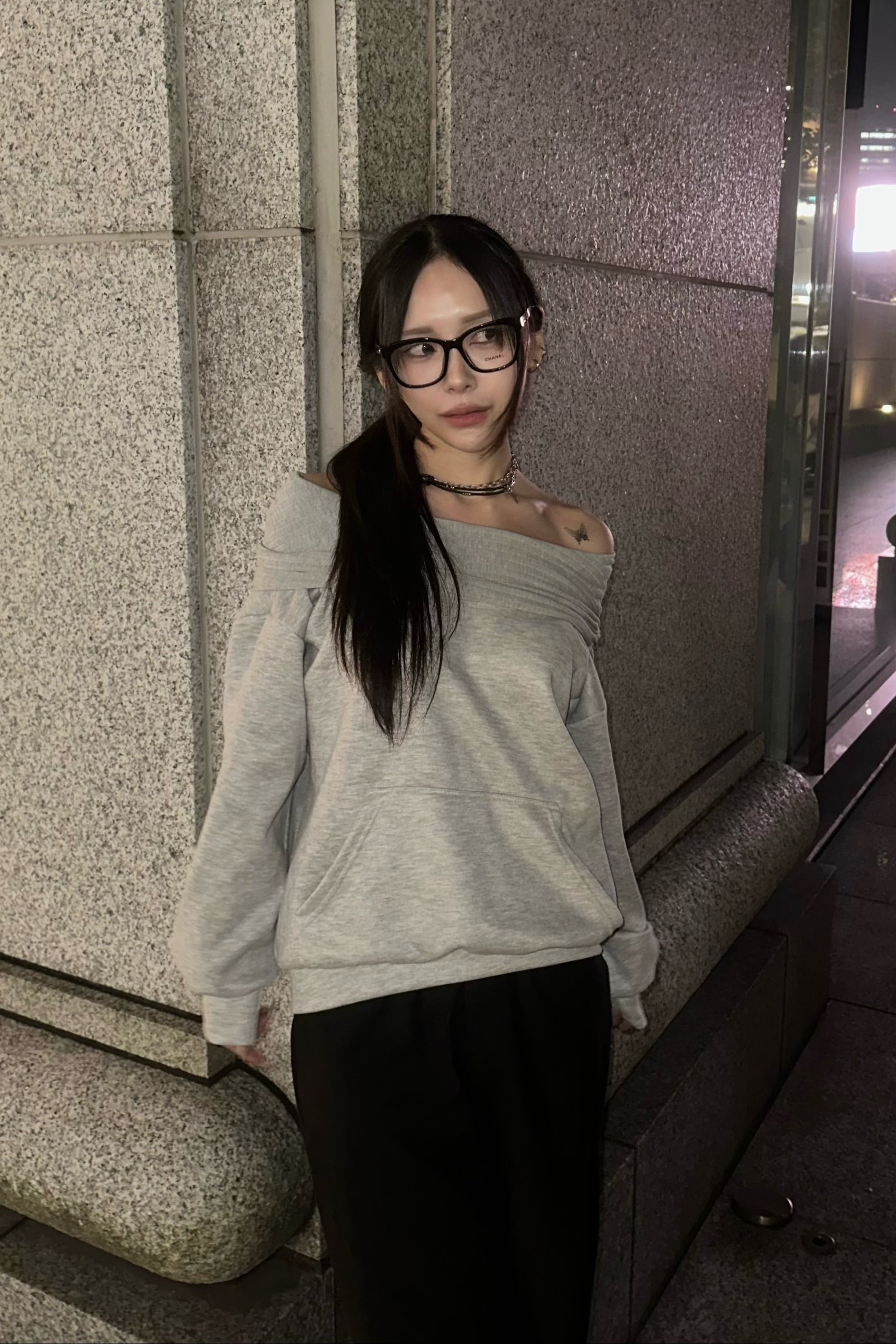 オフショルダースウェットトップス NA10192