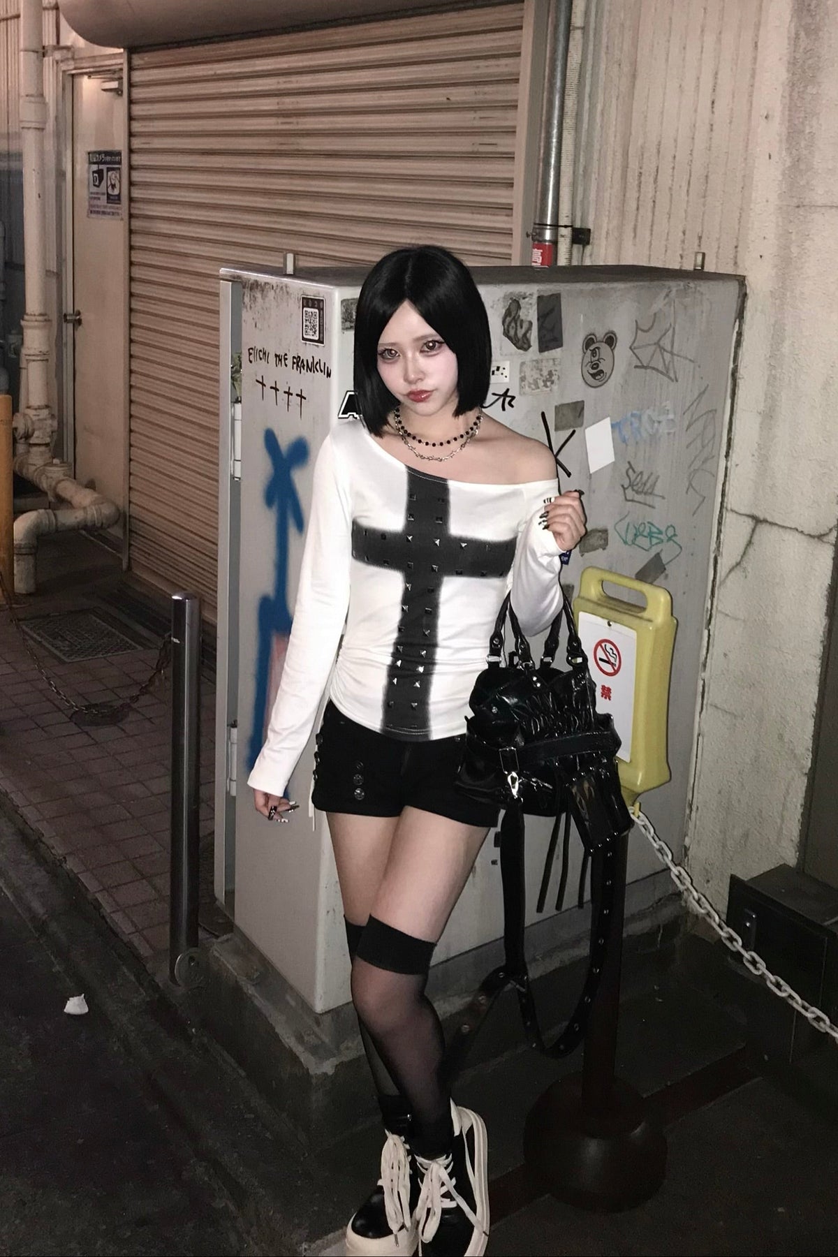 ワンショルダースタッズクロストップス NA10817