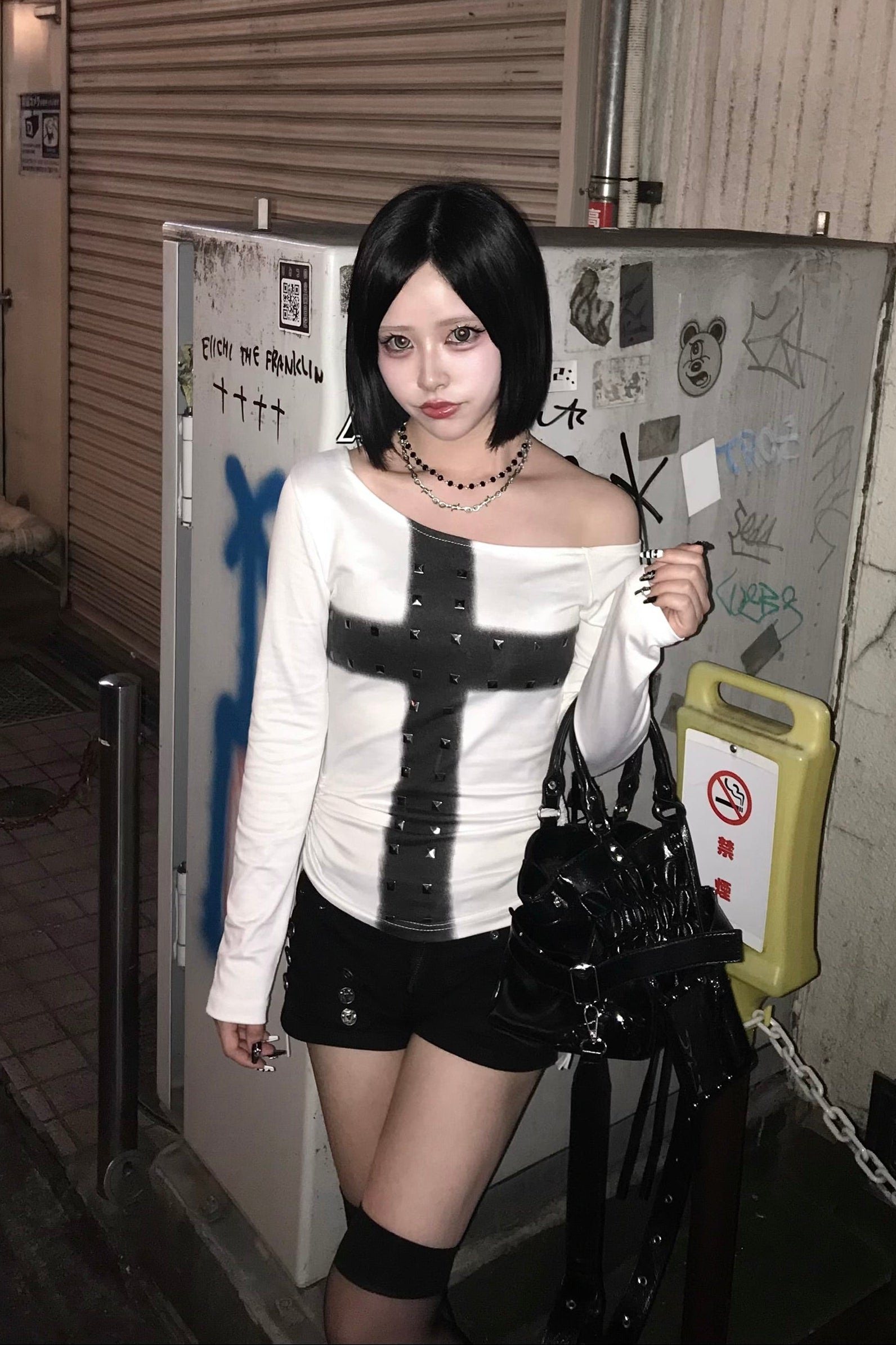 ワンショルダースタッズクロストップス NA10817
