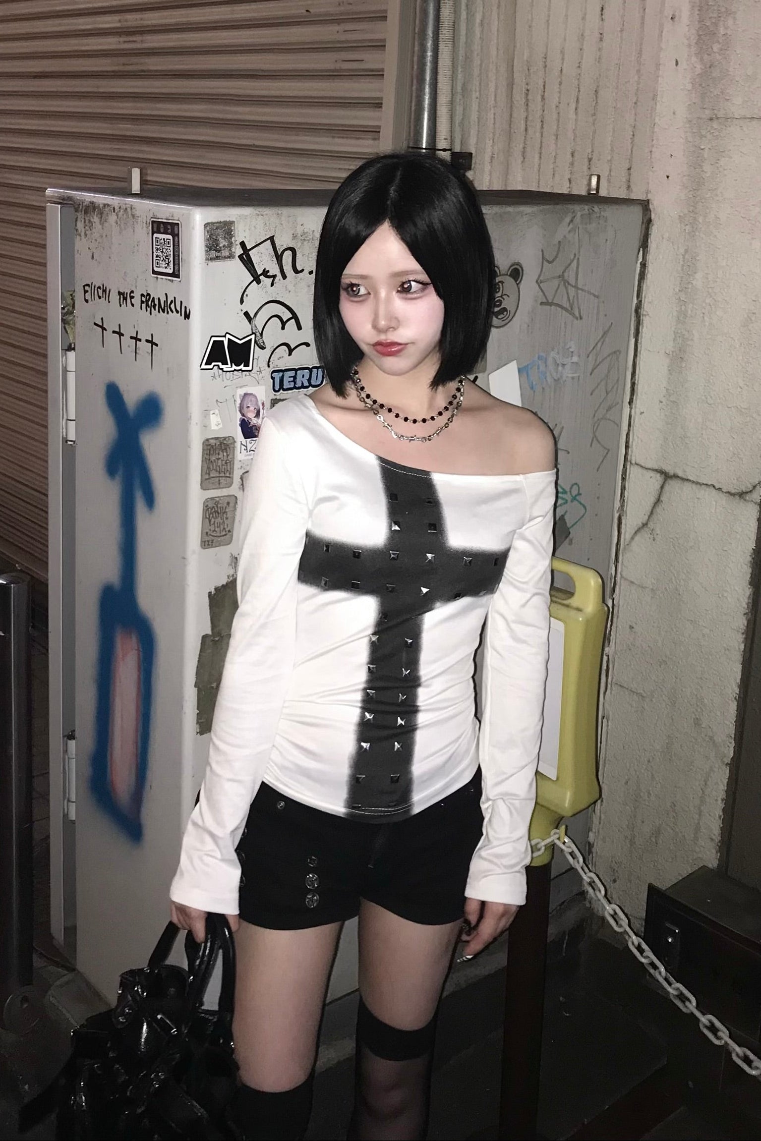ワンショルダースタッズクロストップス NA10817