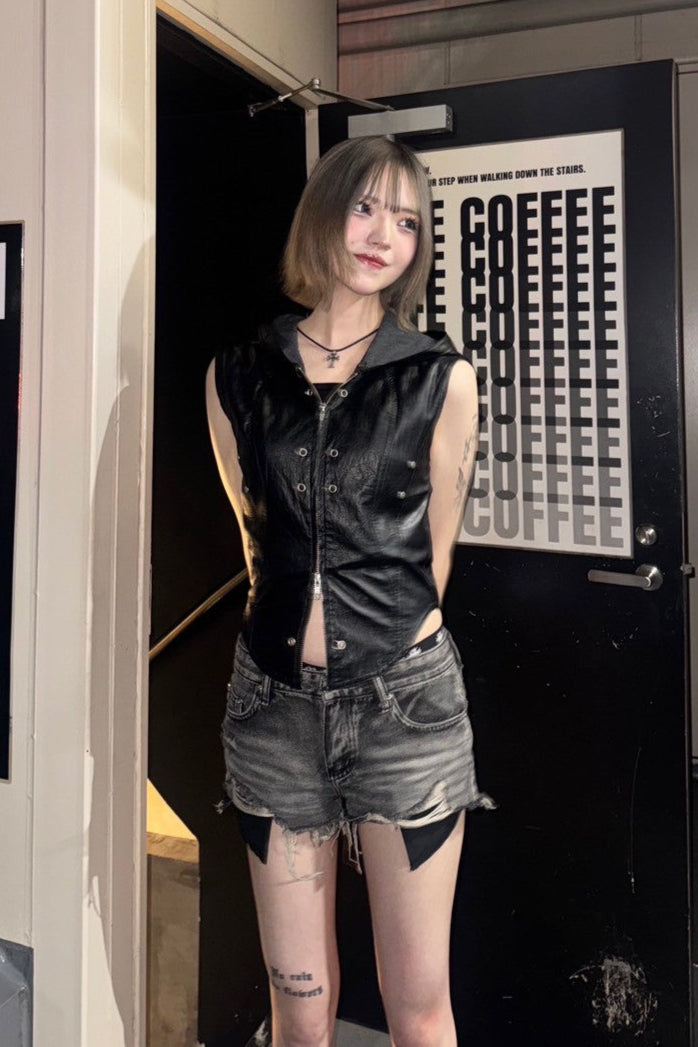 ダメージポケットデニムショートパンツ NA19317