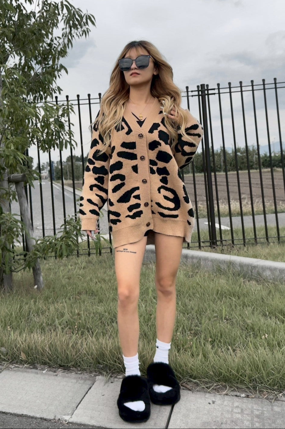 レオパードニットカーディガン NA10098