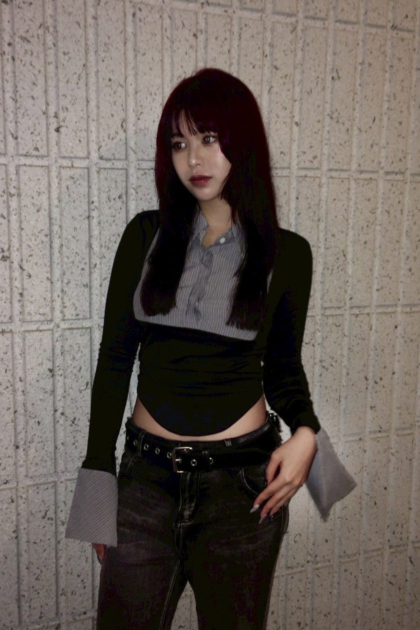 レイヤードニットシャツ NA10079