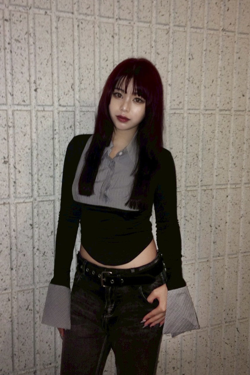 レイヤードニットシャツ NA10079