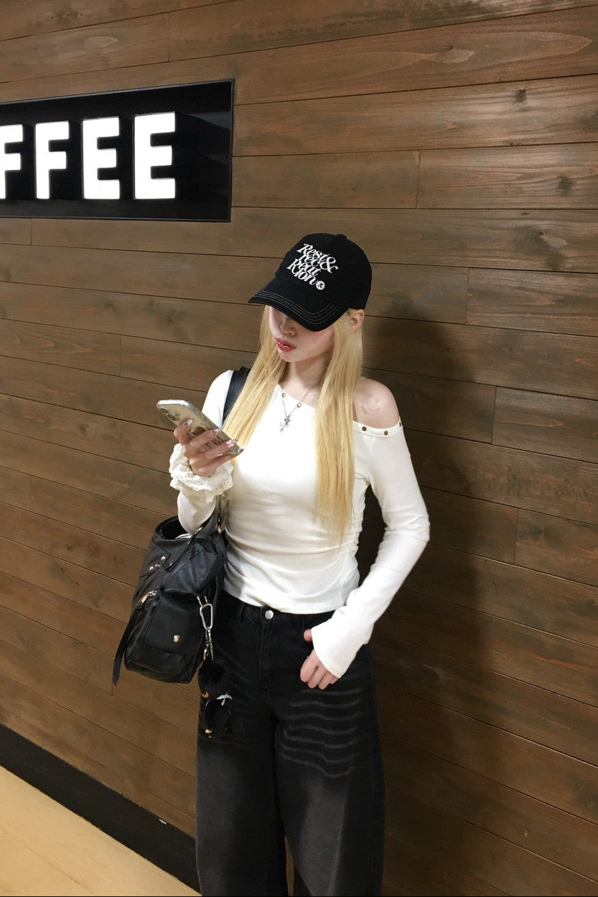 ワンショルダースタッズTシャツ NA10105