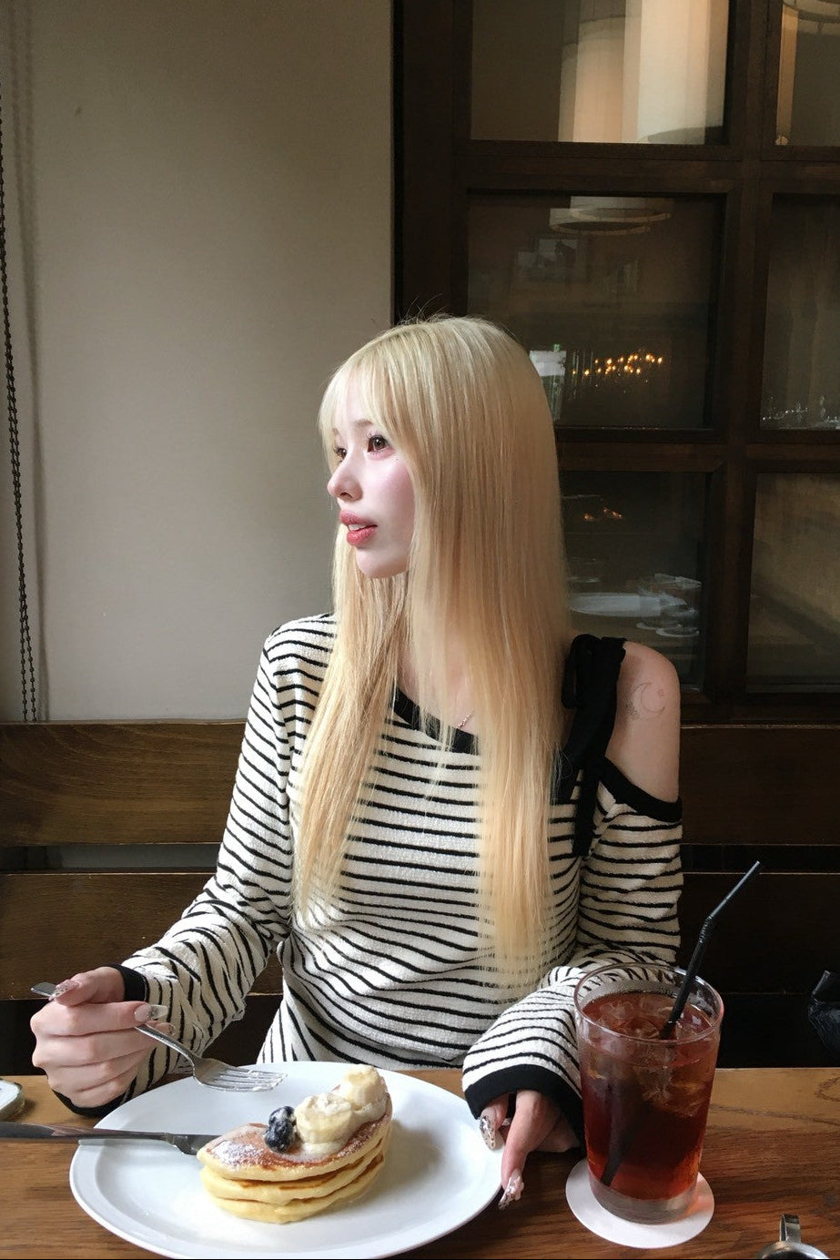 ワンショルダーボーダートップス NA10106