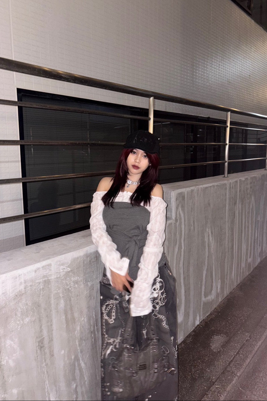 オフショルダーリボンシアートップス NA10180