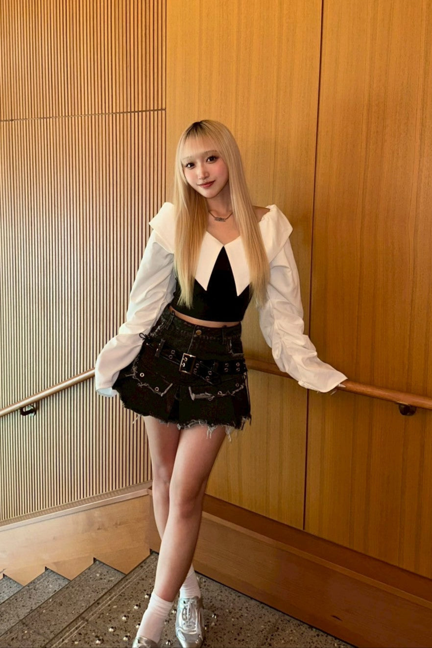 オフショルダーギャザーシャツ NA10504