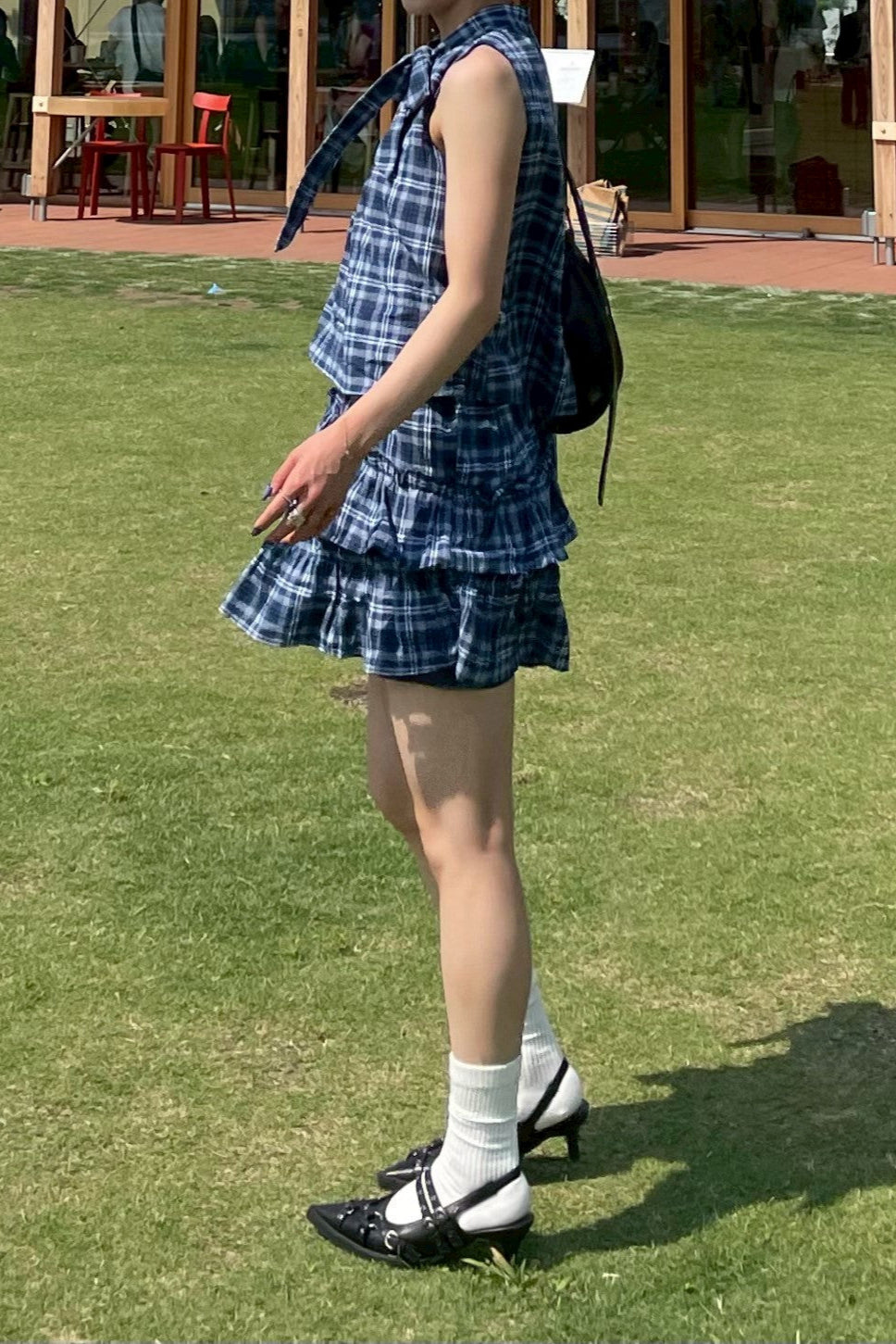 ブルーチェックリボンセットアップ NA11124