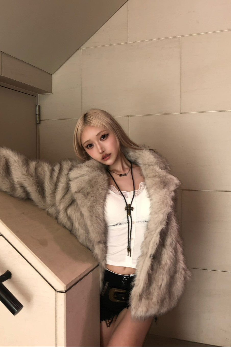 フェイクファーコート NA10095