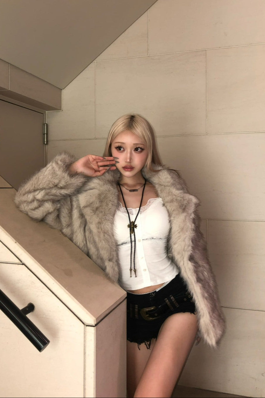 フェイクファーコート NA10095