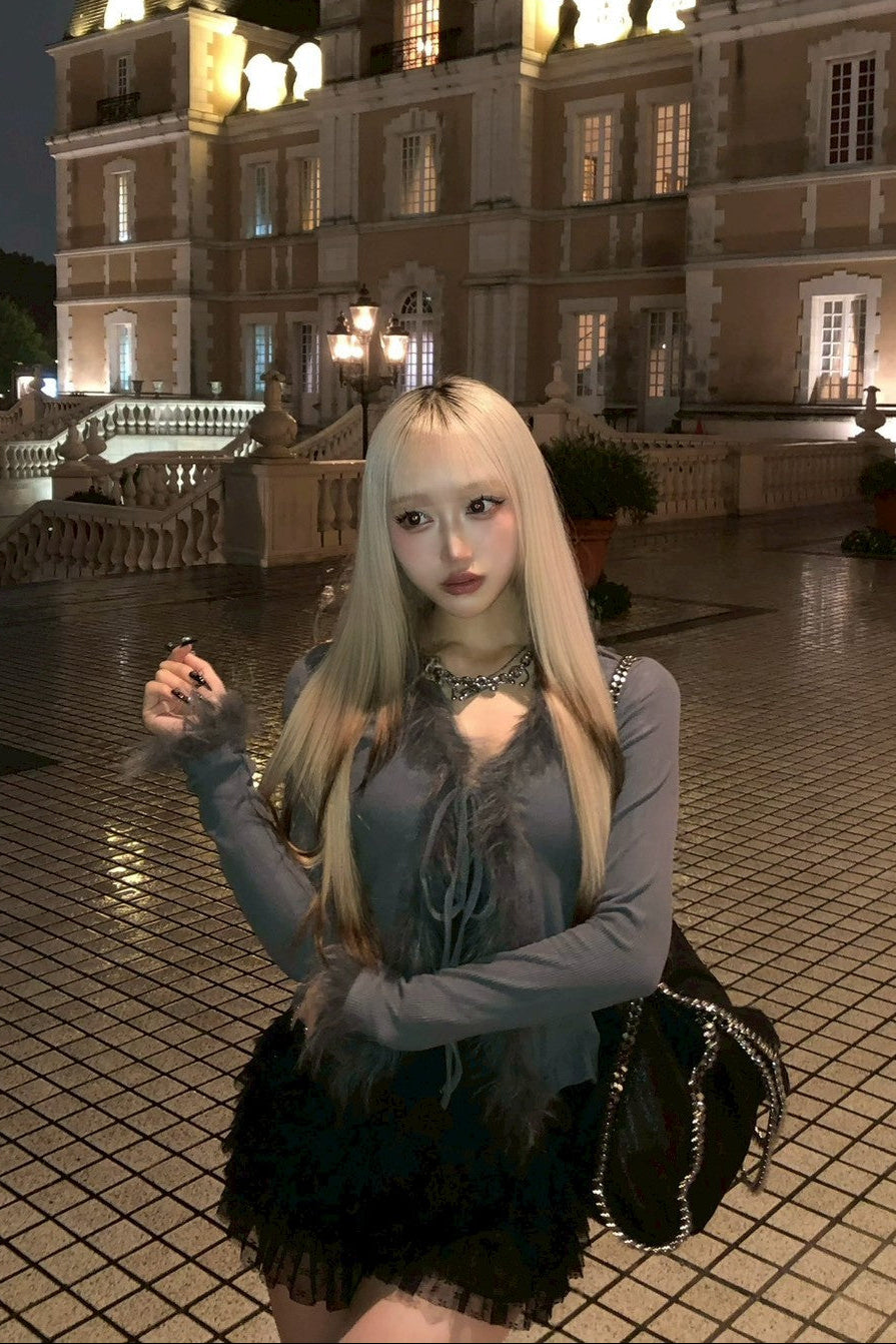 ファーネックカーディガンNA10059